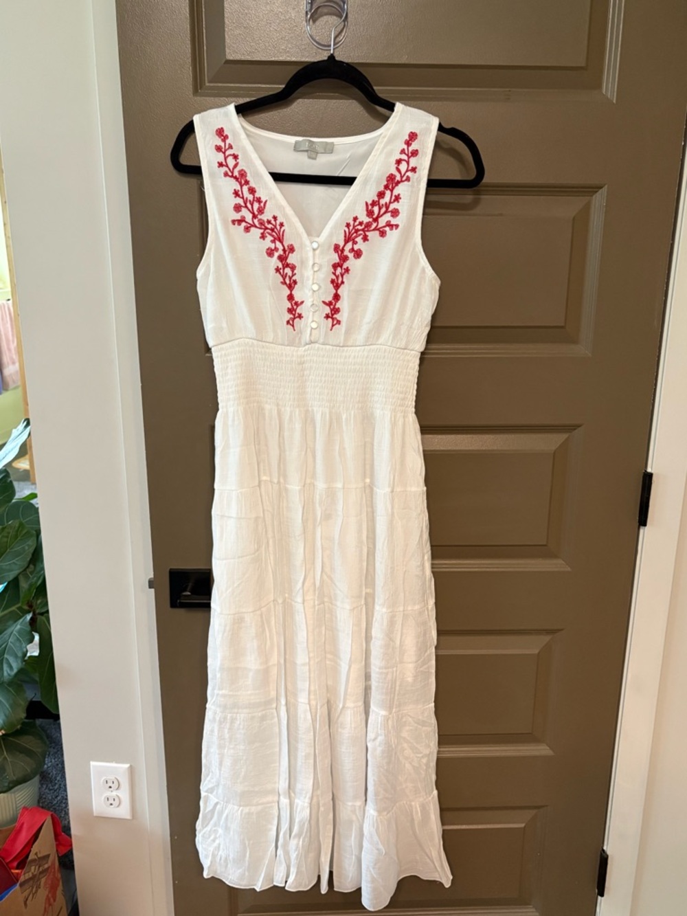 J Gee Embroidered White Maxi dress